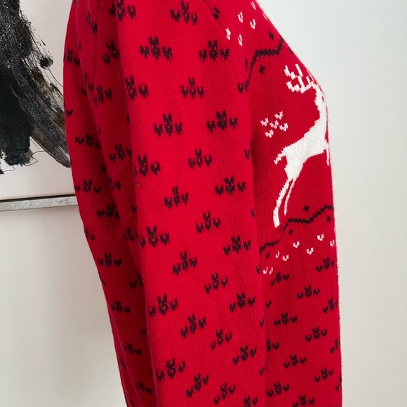 NWOT Talbot's Red Zip Front Nordic Deer Cardigan Sweater Size Small - Picture 6 of 11